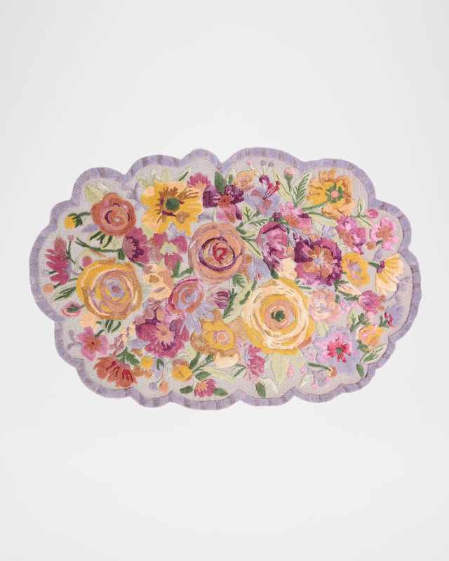 Scalloped Flower Meadow Rug, 5' x 8'